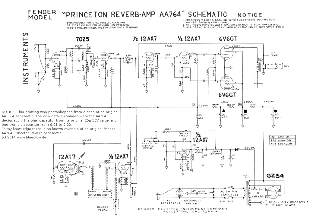 Http Www Blueglow De Images Praa764 Gif Princeton Reverb Guitar Amp Capacitor